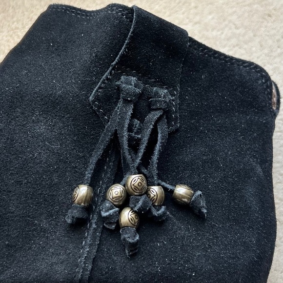 White Mountain Havana Women 9M Black Suede Beaded Tassel Ankle Booties Western - Picture 6 of 15